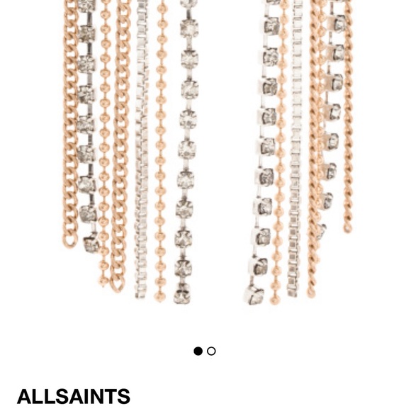 NWT, gorgeous ALLSAINTS Farrah Multi-Tonal Chain
Earrings in warm brass/silver - Picture 5 of 14